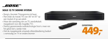 Aanbiedingen Bose solo 15 tv sound system - Bose - Geldig van 02/02/2015 tot 08/02/2015 bij Expert