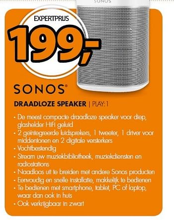 Aanbiedingen Sonos draadloze speaker - Sonos - Geldig van 02/02/2015 tot 08/02/2015 bij Expert
