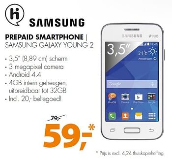Aanbiedingen Samsung prepaid smartphone samsung galaxy young 2 - Samsung - Geldig van 02/02/2015 tot 08/02/2015 bij Expert