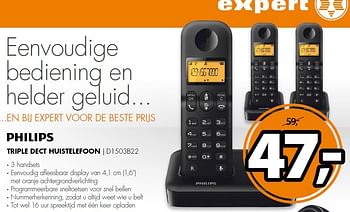 Aanbiedingen Philips triple dect huistelefoon - Philips - Geldig van 02/02/2015 tot 08/02/2015 bij Expert