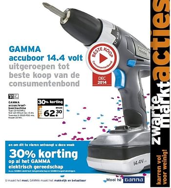 Aanbiedingen Gamma accuschroefboormachine - Huismerk - Gamma - Geldig van 02/02/2015 tot 08/02/2015 bij Gamma