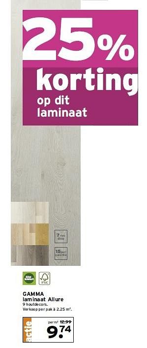 Aanbiedingen Gamma laminaat allure 9 houtdecors - Huismerk - Gamma - Geldig van 02/02/2015 tot 08/02/2015 bij Gamma