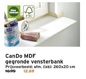 Aanbiedingen Cando mdf gegronde vensterbank - CanDo - Geldig van 02/02/2015 tot 08/02/2015 bij Gamma