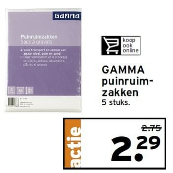 Aanbiedingen Gamma puinruimzakken - Huismerk - Gamma - Geldig van 02/02/2015 tot 08/02/2015 bij Gamma