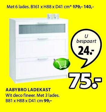 Aanbiedingen Aabybro ladekast wit deco fineer. met 3 lades - Huismerk - Jysk - Geldig van 02/02/2015 tot 08/02/2015 bij Jysk
