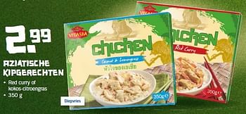 Aanbiedingen Aziatische kipgerechten red curry of kokos-citroengras - Vitasia - Geldig van 02/02/2015 tot 08/02/2015 bij Lidl