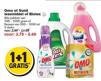 Aanbiedingen Omo of sunil wasmiddel of biotex - Biotex - Geldig van 04/02/2015 tot 10/02/2015 bij Hoogvliet