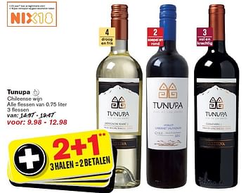 Aanbiedingen Tunupa  chileense wijn - Witte wijnen - Geldig van 04/02/2015 tot 10/02/2015 bij Hoogvliet