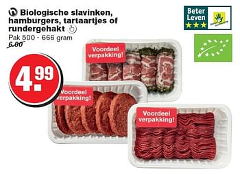 Aanbiedingen Biologische slavinken, hamburgers, tartaartjes of rundergehakt  - Huismerk - Hoogvliet - Geldig van 04/02/2015 tot 10/02/2015 bij Hoogvliet