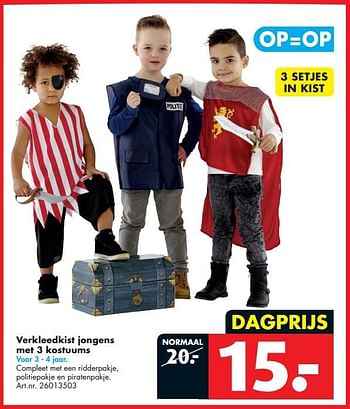 Aanbiedingen Verkleedkist jongens met 3 kostuums - Huismerk - Bart Smit - Geldig van 31/01/2015 tot 15/02/2015 bij Bart Smit