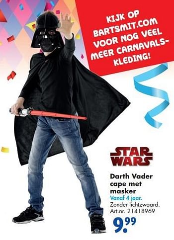 Aanbiedingen Darth vader cape met masker - Star Wars - Geldig van 31/01/2015 tot 15/02/2015 bij Bart Smit