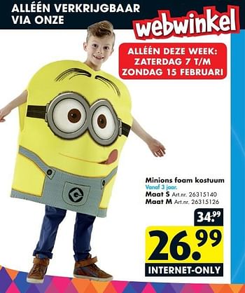 Aanbiedingen Minions foam kostuum - Huismerk - Bart Smit - Geldig van 31/01/2015 tot 15/02/2015 bij Bart Smit