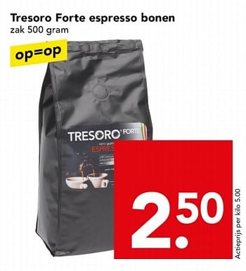 Aanbiedingen Tresoro forte espresso bonen - Tresoro - Geldig van 08/02/2015 tot 14/02/2015 bij Deen Supermarkten