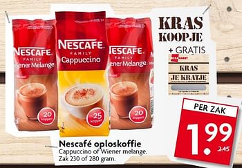 Aanbiedingen Nescafé oploskoffie cappuccino of wiener melange - Nescafe - Geldig van 08/02/2015 tot 14/02/2015 bij Deka Markt