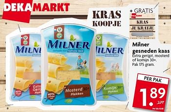 Aanbiedingen Milner gesneden kaas extra gerijpt, mosterd of komijn 30+ - Milner - Geldig van 08/02/2015 tot 14/02/2015 bij Deka Markt