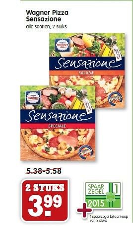 Aanbiedingen Wagner pizza sensazione - Original Wagner - Geldig van 08/02/2015 tot 14/02/2015 bij Em-té