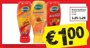 Aanbiedingen Remia snacksaus - Remia - Geldig van 08/02/2015 tot 14/02/2015 bij Plus