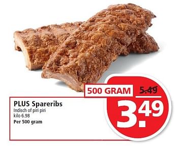 Aanbiedingen Plus spareribs indisch of piri piri - Huismerk - Plus - Geldig van 08/02/2015 tot 14/02/2015 bij Plus