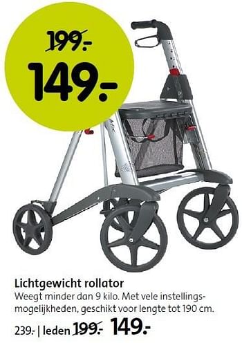 Aanbiedingen Lichtgewicht rollator weegt minder dan 9 kilo. met vele instellingsmogelijkheden - Huismerk - ANWB - Geldig van 02/02/2015 tot 15/02/2015 bij ANWB
