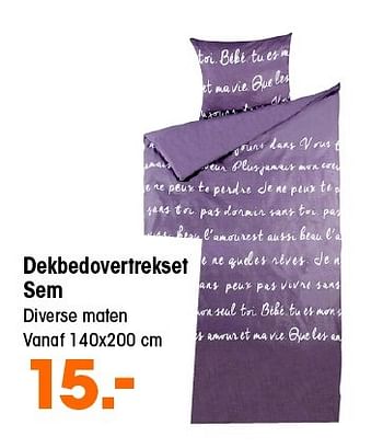 Aanbiedingen Dekbedovertrekset sem - Huismerk - Kwantum - Geldig van 02/02/2015 tot 15/02/2015 bij Kwantum