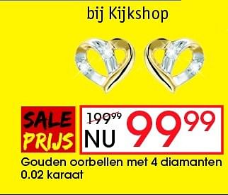 Aanbiedingen Gouden oorbellen met 4 diamanten 0.02 karaat - Lucardi Juwelen - Geldig van 02/02/2015 tot 22/02/2015 bij Kijkshop