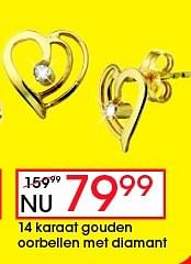 Aanbiedingen 14 karaat gouden oorbellen met diamant - Lucardi Juwelen - Geldig van 02/02/2015 tot 22/02/2015 bij Kijkshop