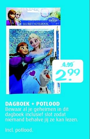 Aanbiedingen Dagboek + potlood bewaar al je geheimen in dit dagboek - Disney  Frozen - Geldig van 05/02/2015 tot 22/02/2015 bij Boekenvoordeel