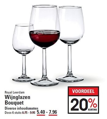 Aanbiedingen Royal leerdam wijnglazen bouquet - Royal Leerdam - Geldig van 05/02/2015 tot 23/02/2015 bij Sligro