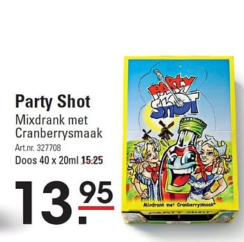 Aanbiedingen Party shot mixdrank met cranberrysmaak - Party shot - Geldig van 05/02/2015 tot 23/02/2015 bij Sligro