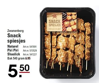 Aanbiedingen Zwanenberg snack spiesjes - Zwanenberg - Geldig van 05/02/2015 tot 23/02/2015 bij Sligro