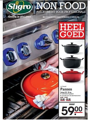 Aanbiedingen Le creuset pannen - Le creuset - Geldig van 05/02/2015 tot 23/02/2015 bij Sligro