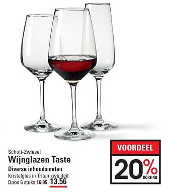 Aanbiedingen Schott-zwiesel wijnglazen taste - Schott Zwiesel - Geldig van 05/02/2015 tot 23/02/2015 bij Sligro