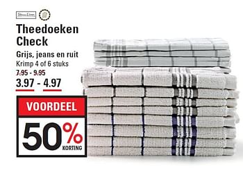 Aanbiedingen Theedoeken check grijs, jeans en ruit - Slim Line - Geldig van 05/02/2015 tot 23/02/2015 bij Sligro