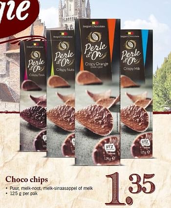 Aanbiedingen Choco chips puur, melk-noot, melk-sinaasappel of melk - Perle d'or - Geldig van 09/02/2015 tot 14/02/2015 bij Lidl