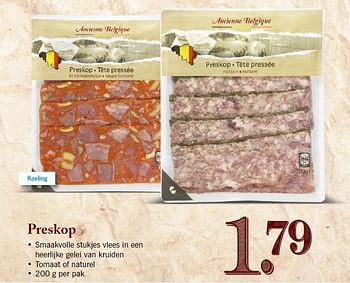 Aanbiedingen Preskop smaakvolle stukjes vlees in een heerl?ke gelei - Ancienne Belgique - Geldig van 09/02/2015 tot 14/02/2015 bij Lidl