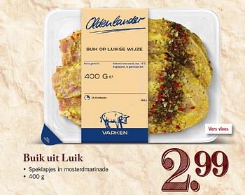 Aanbiedingen Buik uit luik speklapjes in mosterdmarinade - Oldenlander - Geldig van 09/02/2015 tot 14/02/2015 bij Lidl