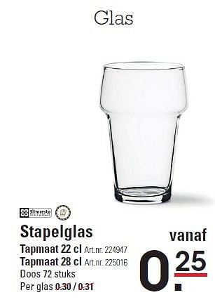 Aanbiedingen Stapelglas - SlimResto - Geldig van 05/02/2015 tot 23/02/2015 bij Sligro