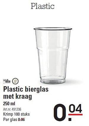 Aanbiedingen Plastic bierglas met kraag - Takedis - Geldig van 05/02/2015 tot 23/02/2015 bij Sligro
