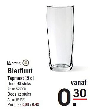 Aanbiedingen Bierfluut tapmaat 19 cl - SlimResto - Geldig van 05/02/2015 tot 23/02/2015 bij Sligro