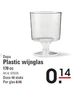 Aanbiedingen Depa plastic wijnglas - Depa - Geldig van 05/02/2015 tot 23/02/2015 bij Sligro