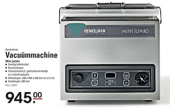 Aanbiedingen Henkelman vacuümmachine mini jumbo - Henkelman - Geldig van 05/02/2015 tot 23/02/2015 bij Sligro