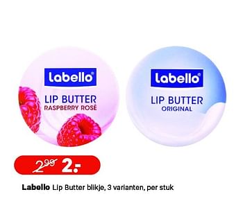 Aanbiedingen Labello lip butter blikje, 3 varianten - Labello - Geldig van 09/02/2015 tot 22/02/2015 bij Etos