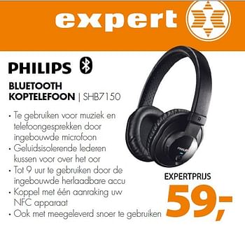 Aanbiedingen Philips bluetooth koptelefoon - Philips - Geldig van 09/02/2015 tot 15/02/2015 bij Expert