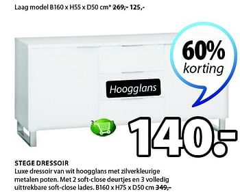 Aanbiedingen Stege dressoir luxe dressoir van wit hoogglans - Huismerk - Jysk - Geldig van 09/02/2015 tot 22/02/2015 bij Jysk