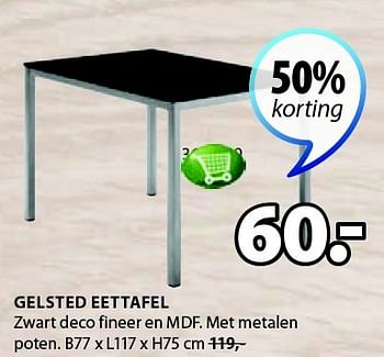 Aanbiedingen Gelsted eettafel zwart deco fineer en mdf - Huismerk - Jysk - Geldig van 09/02/2015 tot 22/02/2015 bij Jysk