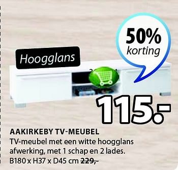Aanbiedingen Aakirkeby tv-meubel tv-meubel met een witte hoogglans - Huismerk - Jysk - Geldig van 09/02/2015 tot 22/02/2015 bij Jysk