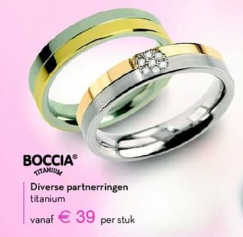 Aanbiedingen Diverse partnerringen - Boccia - Geldig van 08/02/2015 tot 31/03/2015 bij Siebel Juweliers