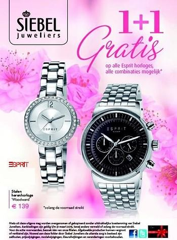 Aanbiedingen Stalen herenhorloge `woodward` - Esprit - Geldig van 08/02/2015 tot 31/03/2015 bij Siebel Juweliers