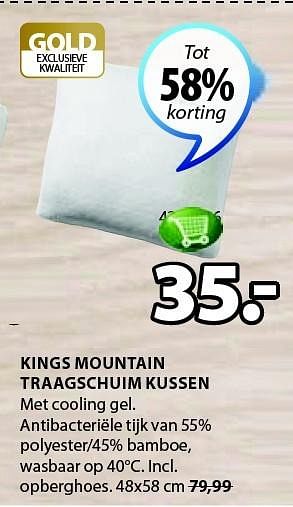 Aanbiedingen Kings mountain traagschuim kussen - Huismerk - Jysk - Geldig van 09/02/2015 tot 22/02/2015 bij Jysk