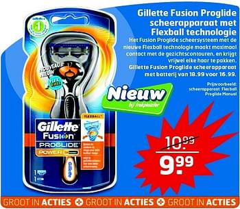 Aanbiedingen Gillette fusion proglide scheerapparaat met flexball technologie - Gillette - Geldig van 10/02/2015 tot 15/02/2015 bij Trekpleister